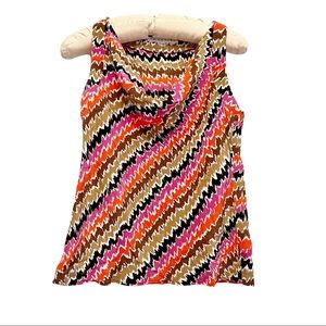 Trina Turk 100% Silk Coastal Print Cowl Neck Top Size Small